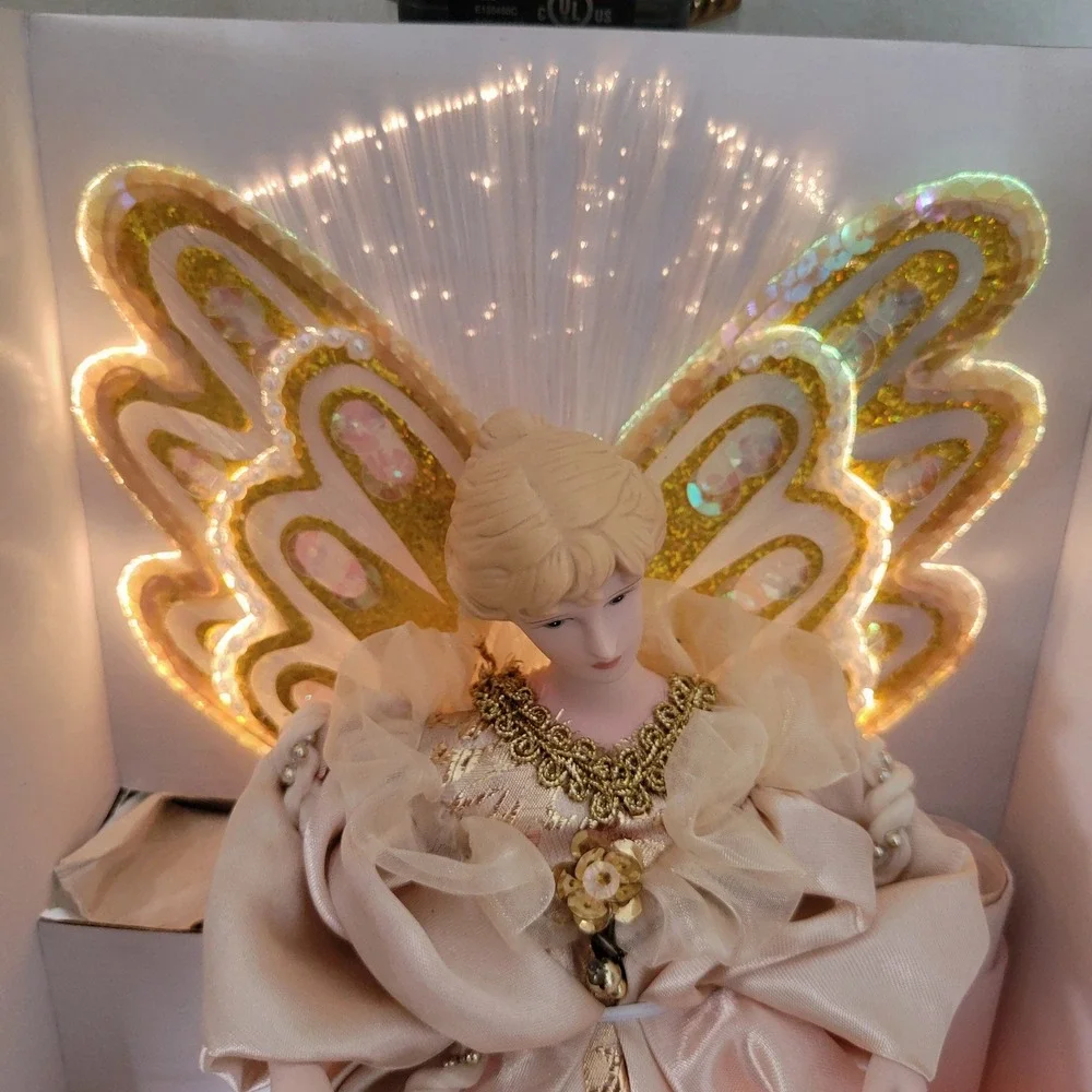 Deluxe 12 in Fiber Optic Angel Wings Color Change Christmas Decor‎ Tree Topper
